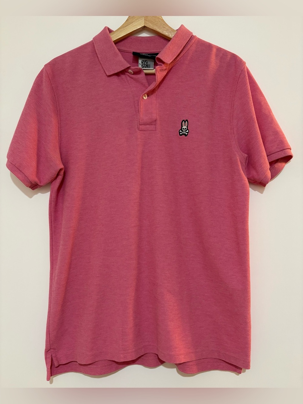 Psycho Bunny Mens Size 5 Medium Pink Short Sleeve Pima Cotton Polo Shirt